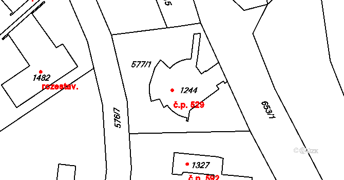 Vrané nad Vltavou 529 na parcele st. 1244 v KÚ Vrané nad Vltavou, Katastrální mapa