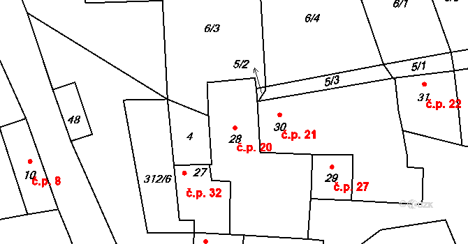 Drnov 20, Žižice na parcele st. 28 v KÚ Drnov, Katastrální mapa