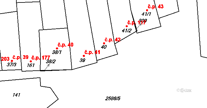 Tasov 42 na parcele st. 40 v KÚ Tasov nad Veličkou, Katastrální mapa