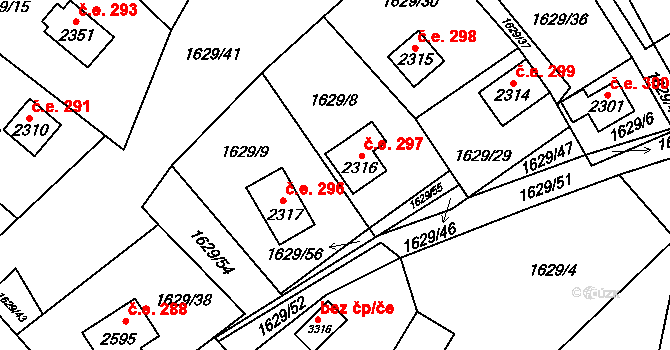 Ostravice 297 na parcele st. 2316 v KÚ Ostravice 1, Katastrální mapa