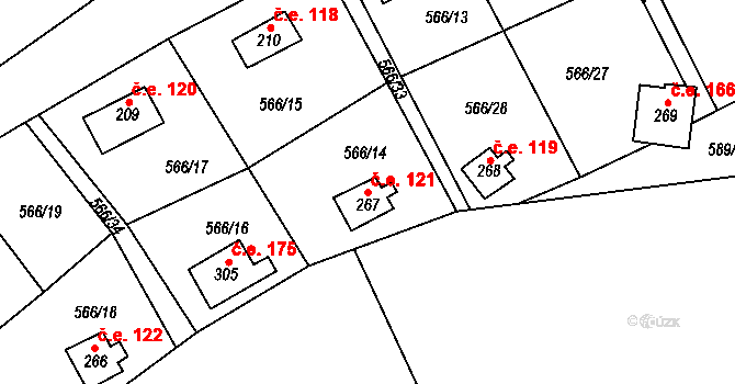 Stradonice 121, Nižbor na parcele st. 267 v KÚ Stradonice u Nižboru, Katastrální mapa