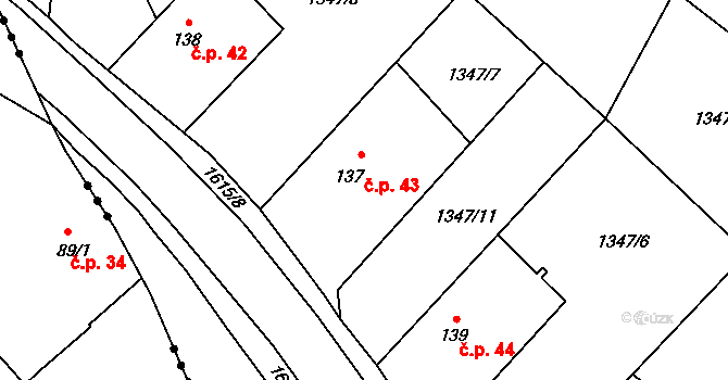 Trnová 43, Tisová na parcele st. 137 v KÚ Trnová u Tachova, Katastrální mapa