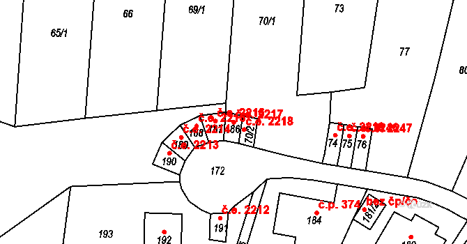 Střekov 2217, Ústí nad Labem na parcele st. 186 v KÚ Střekov, Katastrální mapa