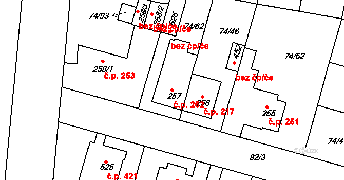 Litol 262, Lysá nad Labem na parcele st. 257 v KÚ Litol, Katastrální mapa