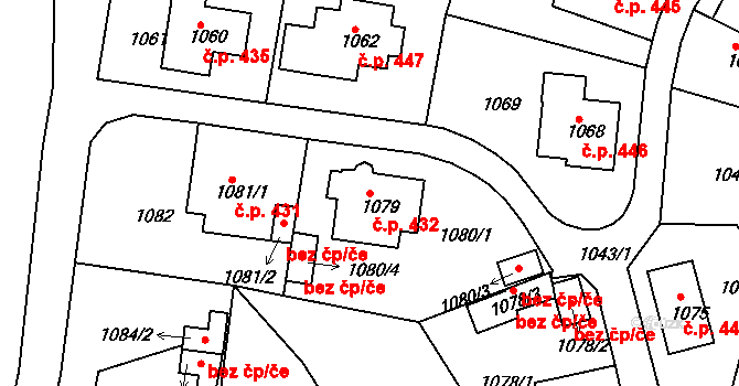 Proboštov 432 na parcele st. 1079 v KÚ Proboštov u Teplic, Katastrální mapa