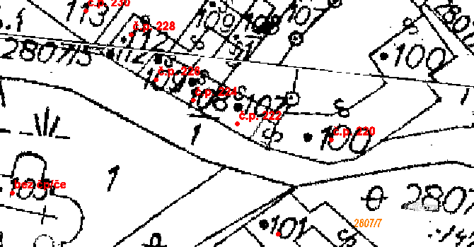 Jaroměřice 222 na parcele st. 107 v KÚ Jaroměřice, Katastrální mapa