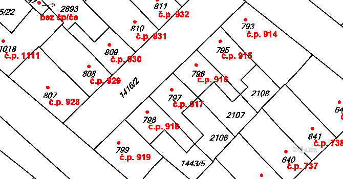 Předměstí 917, Svitavy na parcele st. 797 v KÚ Svitavy-předměstí, Katastrální mapa