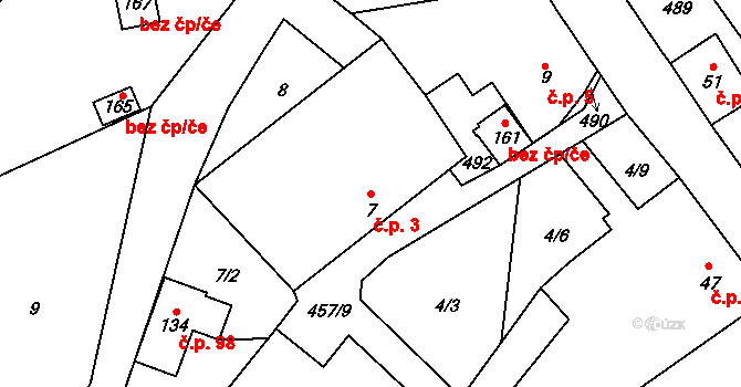 Veselice 3, Vavřinec na parcele st. 7 v KÚ Veselice na Moravě, Katastrální mapa