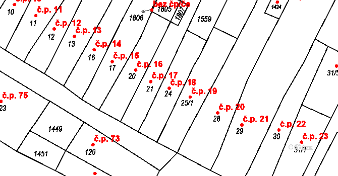 Hostinné 18 na parcele st. 24 v KÚ Hostinné, Katastrální mapa