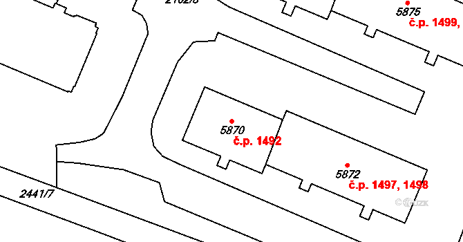 Cheb 1492 na parcele st. 5870 v KÚ Cheb, Katastrální mapa