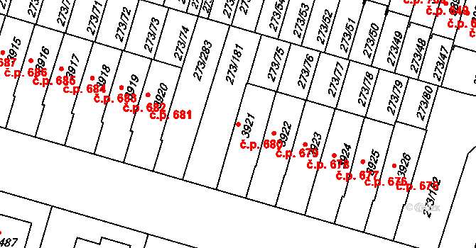 Střední Předměstí 680, Trutnov na parcele st. 3921 v KÚ Trutnov, Katastrální mapa