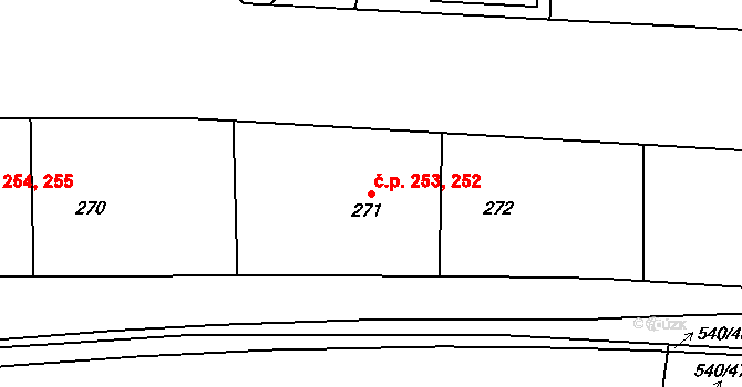 Neředín 252,253, Olomouc na parcele st. 271 v KÚ Neředín, Katastrální mapa