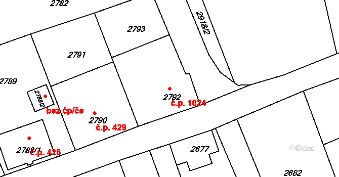 Rumburk 1 1024, Rumburk na parcele st. 2792 v KÚ Rumburk, Katastrální mapa