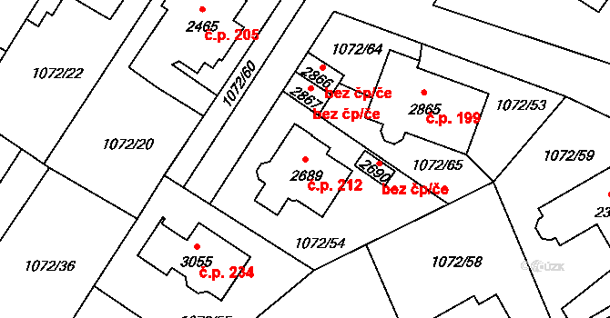 Hamrníky 212, Mariánské Lázně na parcele st. 2689 v KÚ Úšovice, Katastrální mapa