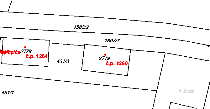 Litovel 1260 na parcele st. 2719 v KÚ Litovel, Katastrální mapa