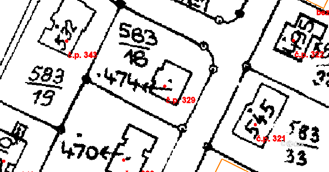 Horní Ředice 329 na parcele st. 474 v KÚ Horní Ředice, Katastrální mapa
