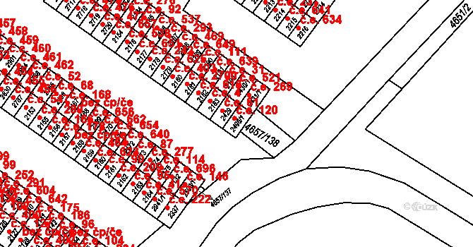 Veselí nad Moravou 120 na parcele st. 2496/1 v KÚ Veselí-Předměstí, Katastrální mapa