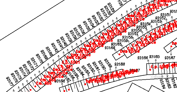 Louny 454 na parcele st. 931/36 v KÚ Louny, Katastrální mapa