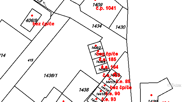 Rumburk 1 185, Rumburk na parcele st. 1436/3 v KÚ Rumburk, Katastrální mapa