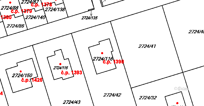 Kylešovice 1398, Opava na parcele st. 2724/116 v KÚ Kylešovice, Katastrální mapa