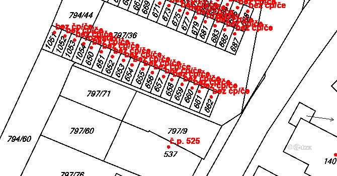 Lišov 40546713 na parcele st. 658 v KÚ Lišov, Katastrální mapa