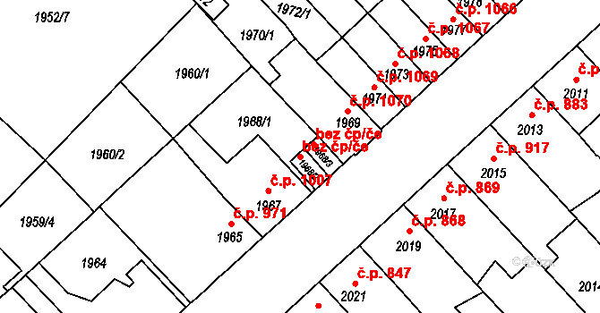 Velké Meziříčí 43416713 na parcele st. 1968/2 v KÚ Velké Meziříčí, Katastrální mapa