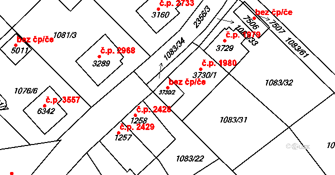 Havlíčkův Brod 44510713 na parcele st. 3730/2 v KÚ Havlíčkův Brod, Katastrální mapa