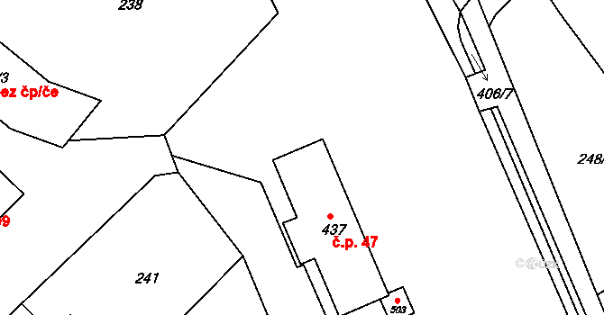 Skrochovice 47, Brumovice na parcele st. 437 v KÚ Skrochovice, Katastrální mapa