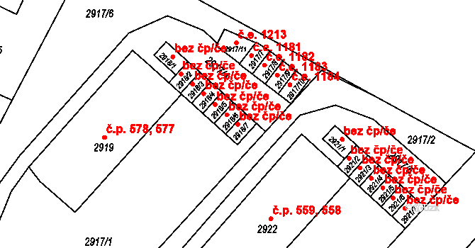 Děčín 47229713 na parcele st. 2918/7 v KÚ Podmokly, Katastrální mapa
