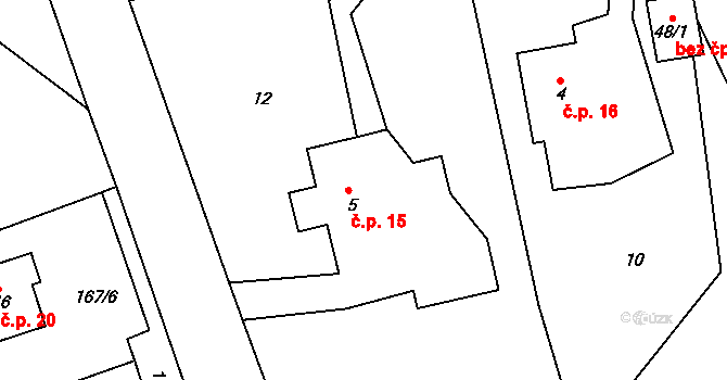 Hrbokov 15, Bojanov na parcele st. 5 v KÚ Hrbokov, Katastrální mapa