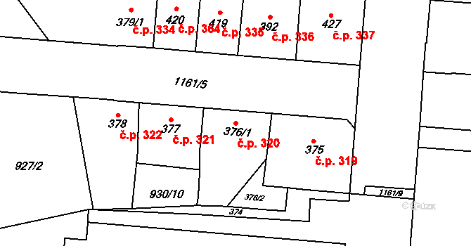 Police nad Metují 320 na parcele st. 376/1 v KÚ Police nad Metují, Katastrální mapa