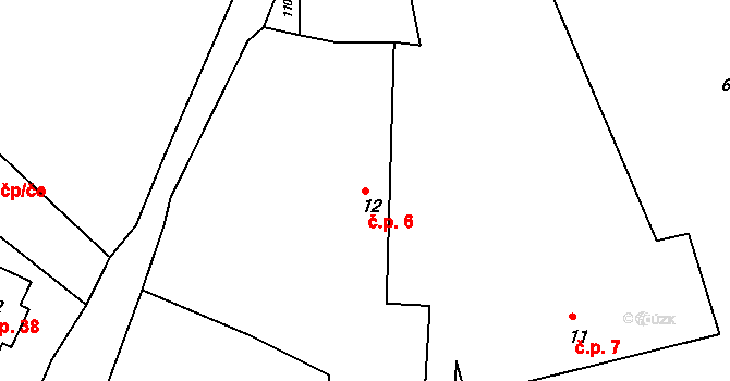 Olešnice 6, Okrouhlice na parcele st. 12 v KÚ Olešnice u Okrouhlice, Katastrální mapa