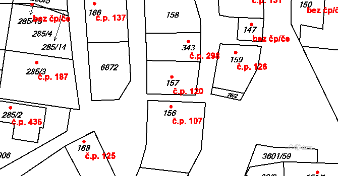 Brumovice 120 na parcele st. 157 v KÚ Brumovice, Katastrální mapa