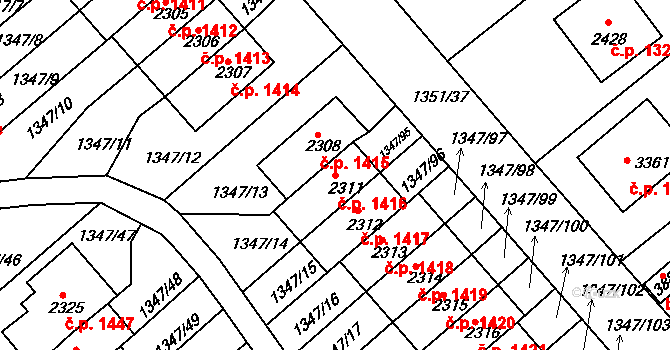 Dobříš 1416 na parcele st. 2311 v KÚ Dobříš, Katastrální mapa