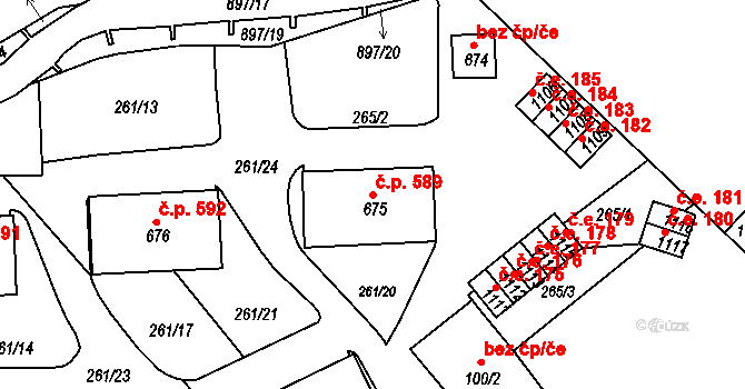 Osek 589 na parcele st. 675 v KÚ Osek u Duchcova, Katastrální mapa