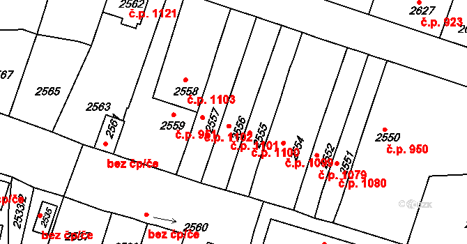 Tachov 1101 na parcele st. 2556 v KÚ Tachov, Katastrální mapa