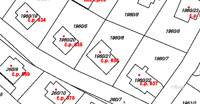Semily 636 na parcele st. 1960/21 v KÚ Semily, Katastrální mapa