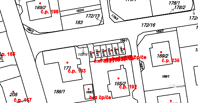 Svádov 3169, Ústí nad Labem na parcele st. 184/3 v KÚ Svádov, Katastrální mapa