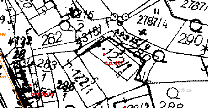 Dolní Dobrouč 137 na parcele st. 122/1 v KÚ Dolní Dobrouč, Katastrální mapa