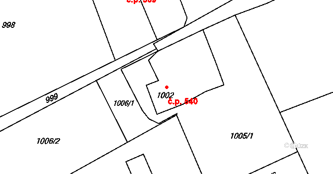 Vendryně 540 na parcele st. 1002 v KÚ Vendryně, Katastrální mapa