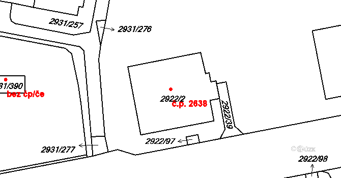 Žižkov 2638, Praha na parcele st. 2922/2 v KÚ Žižkov, Katastrální mapa