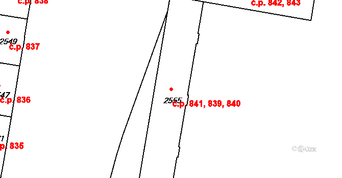 České Budějovice 3 839,840,841, České Budějovice na parcele st. 2555 v KÚ České Budějovice 3, Katastrální mapa