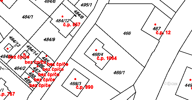 Liberec XIV-Ruprechtice 1064, Liberec na parcele st. 468/4 v KÚ Ruprechtice, Katastrální mapa