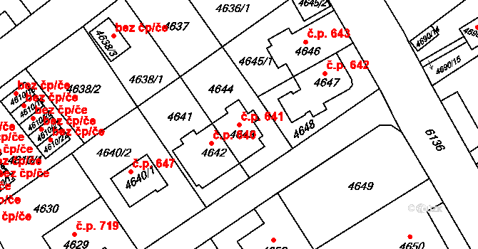 Liberec III-Jeřáb 641, Liberec na parcele st. 4643 v KÚ Liberec, Katastrální mapa