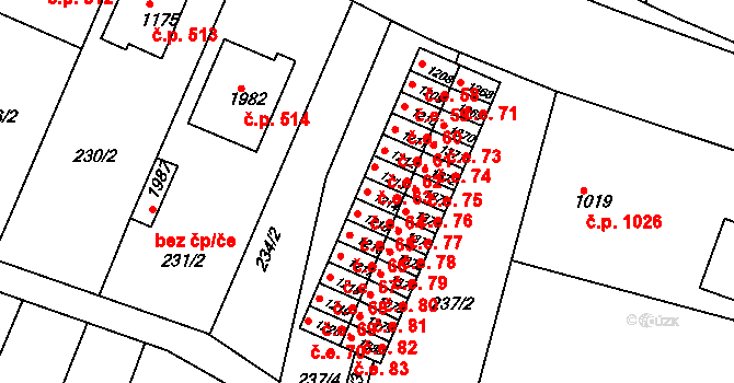 Rosice 64 na parcele st. 1214 v KÚ Rosice u Brna, Katastrální mapa