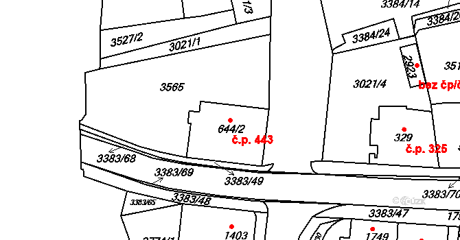 Česká Třebová 443 na parcele st. 644/2 v KÚ Česká Třebová, Katastrální mapa