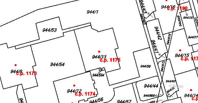 Šumbark 1175, Havířov na parcele st. 944/13 v KÚ Šumbark, Katastrální mapa
