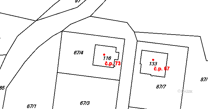 Bubovice 73, Volenice na parcele st. 116 v KÚ Bubovice u Březnice, Katastrální mapa