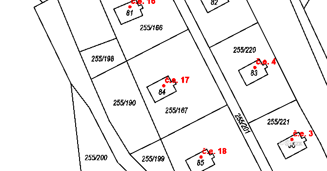 Kramolín 17 na parcele st. 84 v KÚ Kramolín, Katastrální mapa