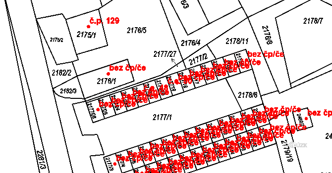 Černovice 50 na parcele st. 2177/20 v KÚ Černovice u Chomutova, Katastrální mapa